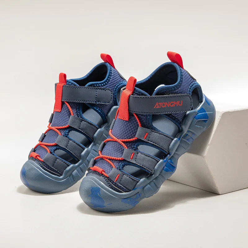 Children Summer Sports Sandals Girls Beach Outdoor Non-slip Hiking Shoes Boys Hollow Breathable Anti Collision Round Toe Sandals