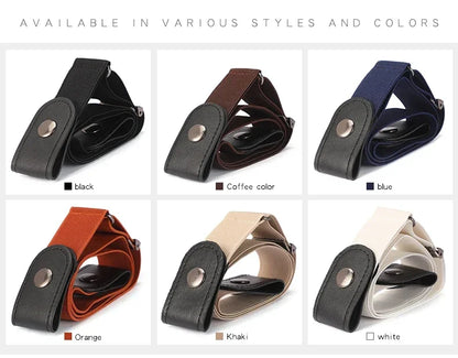 Buckle-Free Belt For Jean Pants,Dresses,No Buckle Stretch Elastic Waist Belt For Women/Men,No Bulge,No Hassle Waist Belt