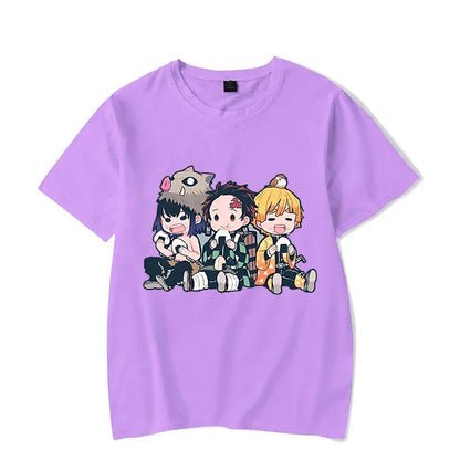 Funny Anime Hashibira Inosuke Kamado Tanjirou Agatsuma Zenitsu Cartoon Print T-shirt Summer Cool T Shirt Women Men Short Sleeve