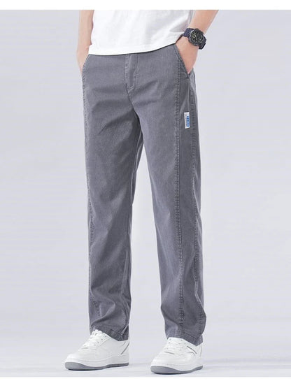 Spring Summer Thin Lyocell Casual Pants Men Loose Straight Fashion Stretch Korean Classic Trousers Men's Clothing Size M-5XL