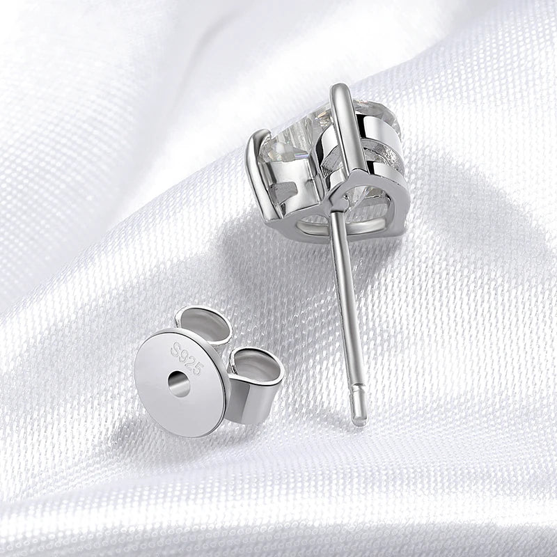 1CT 2CT 4CT Heart Cut Moissanite Stud Earrings for Women Luxury Quality Lab Diamond S925 Sterling Silver Bride Jewelry
