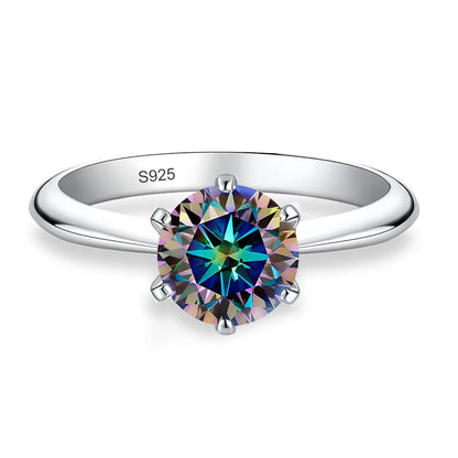 0.5ct 1ct 2ct 3ct Blue Pink Purple Black Moissanite Rings for Women Sterling 925 Silver Wedding Party Band Woman's Ring