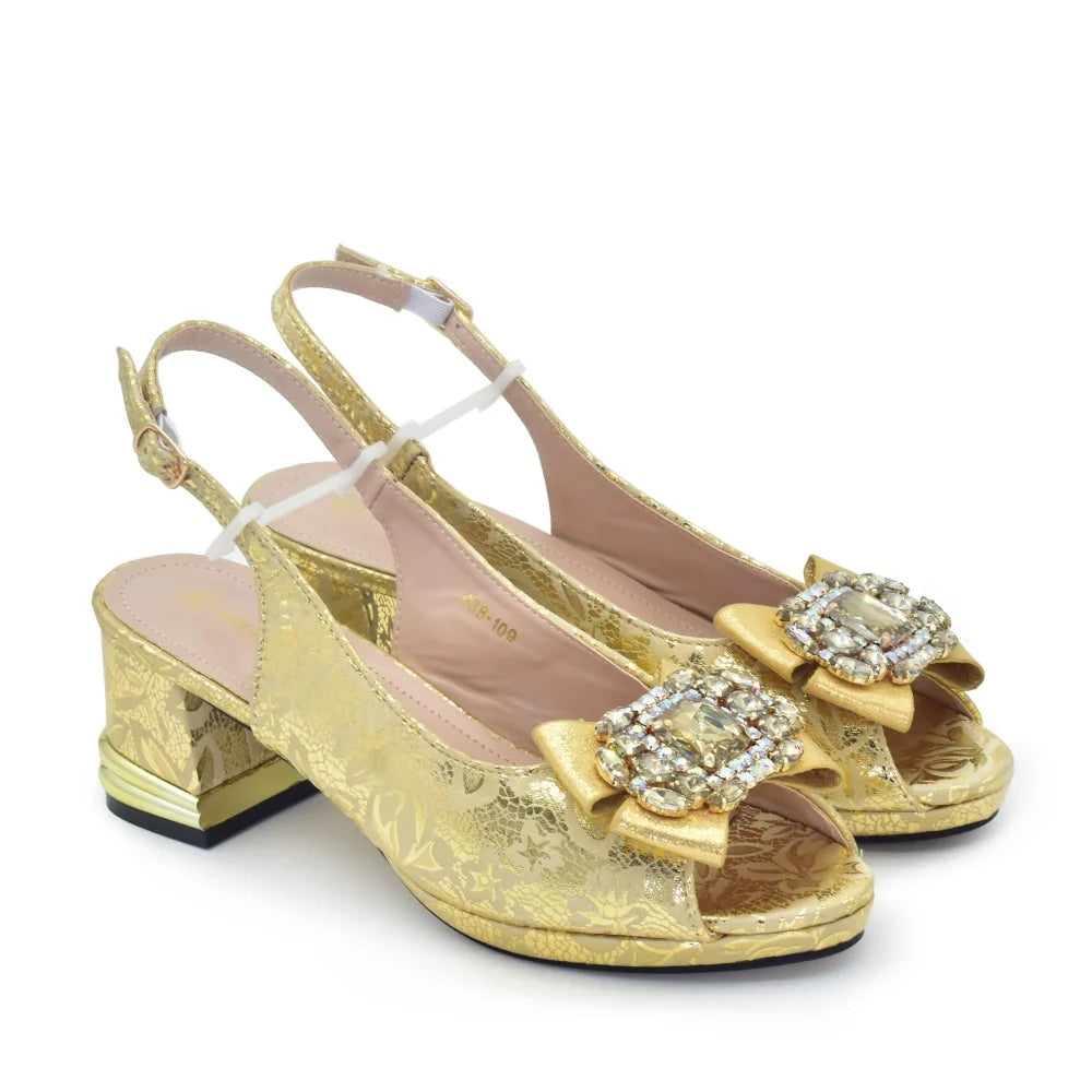 Italian Wedding Matching Shoes and Bags with Rhinestone Nigerian Shoe and Bag Set for Women Italy Luxury Woman Shoe for Wedding