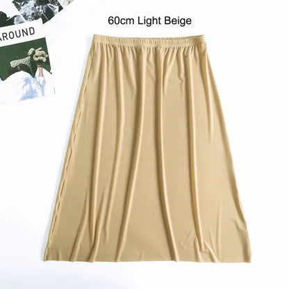 Petticoat Dress Solid Color For Women Safety Underskirt Slips Underskirt Half Slips Women Long Petticoat Ice Silk Underskirt
