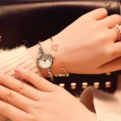 Women Watches Small Gold Bangle Bracelet Watch Stainless Steel Retro Ladies Quartz Wristwatch Clock Fashion Dress Watch