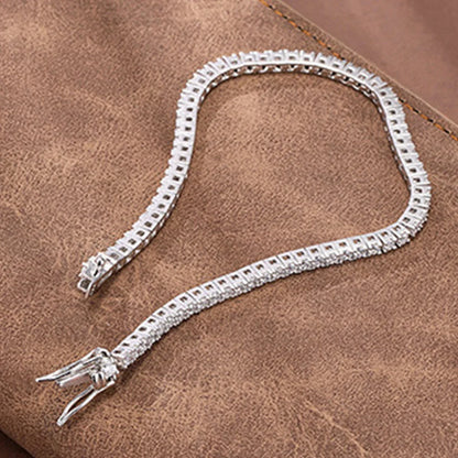 ‌Genuine S925 Sterling Silver 0.03ct (2mm) Moissanite Tennis Bracelet for Women, Sparkling Luxury for Formal & Daily Occasions