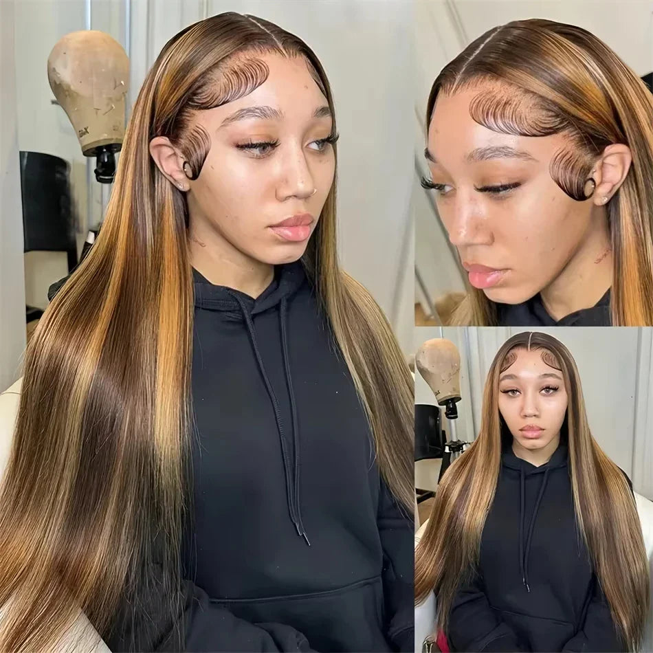 straight hd lace frontal wig 13x6 highlight wig 13x4 lace frontal blonde wig bone straight human hair wigs Brazilian