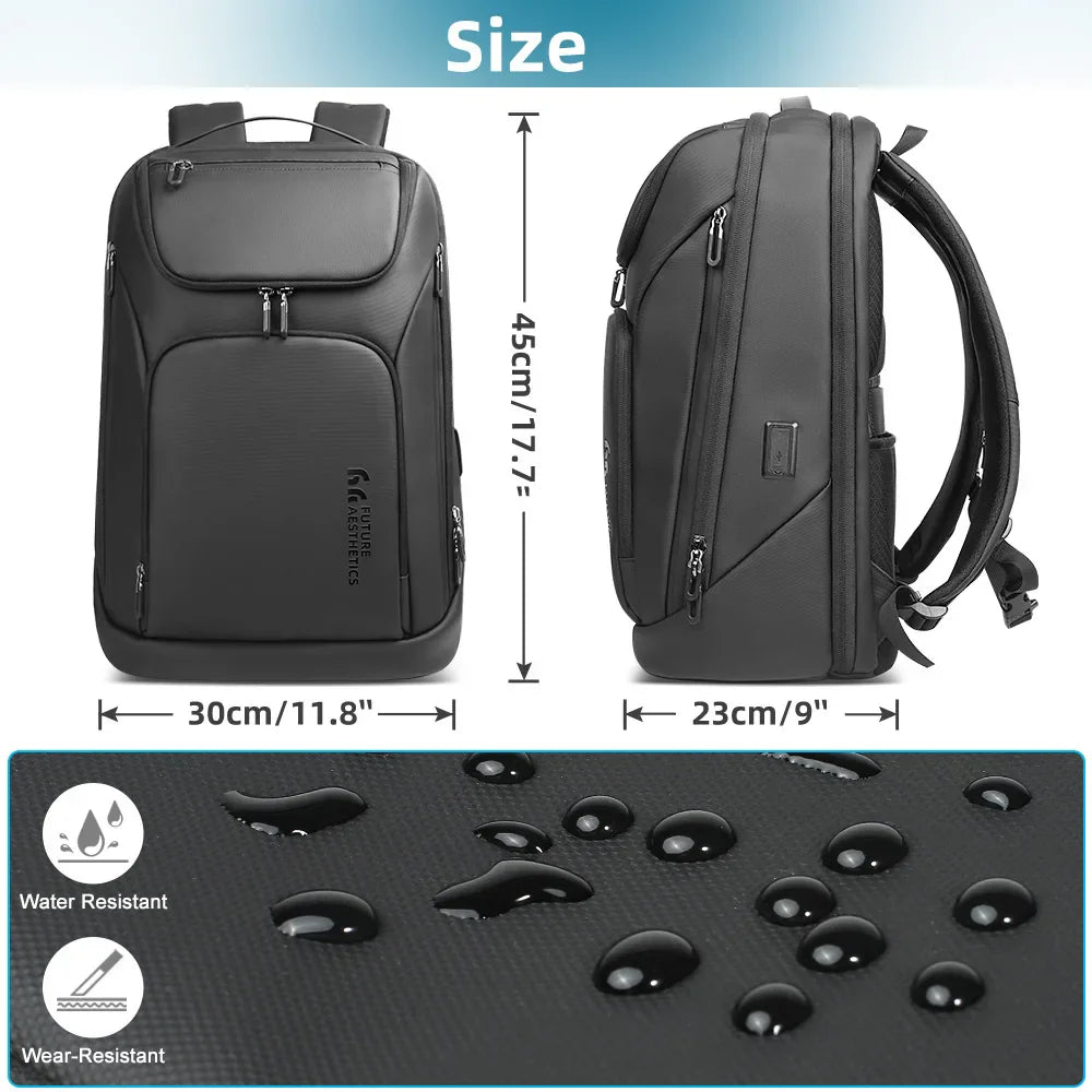 Business Backpack for Men Waterproof Travel 17.3" Laptop Backpack  High Capacity Multifunctional Pack USB Charging