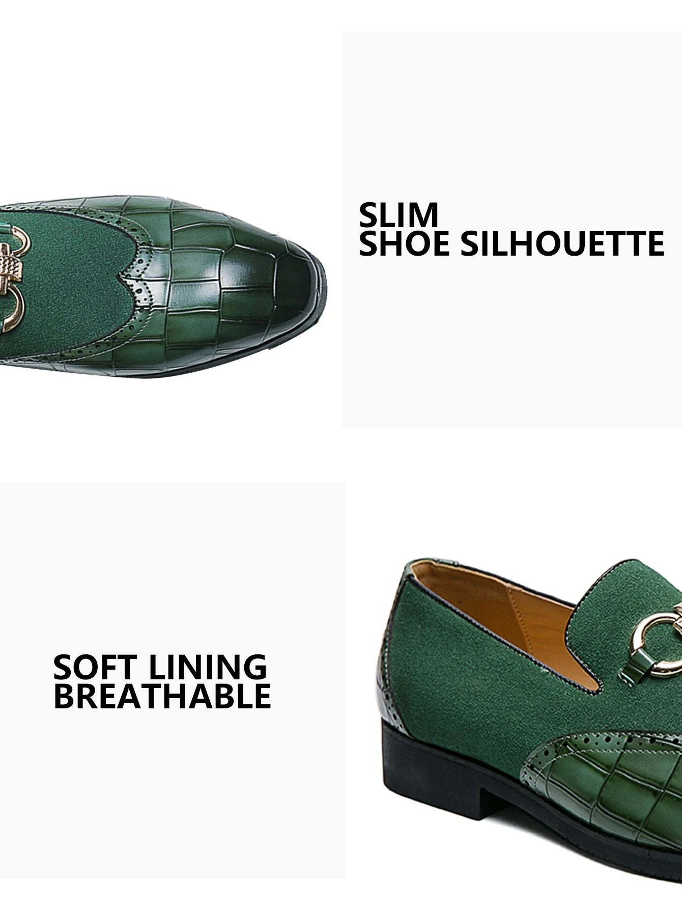 Men's Formal Leather Shoes British Style Slip On Loafers Pointed Toe Breathable Non-Slip Business Elegant Dress Wedding Office
