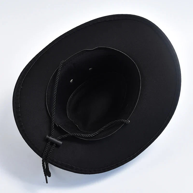 New Artificial Suede Western Cowboy Hats Vintage Big-edge Gentleman Cowgirl Jazz Hat Holidays Party Cosplay Hat