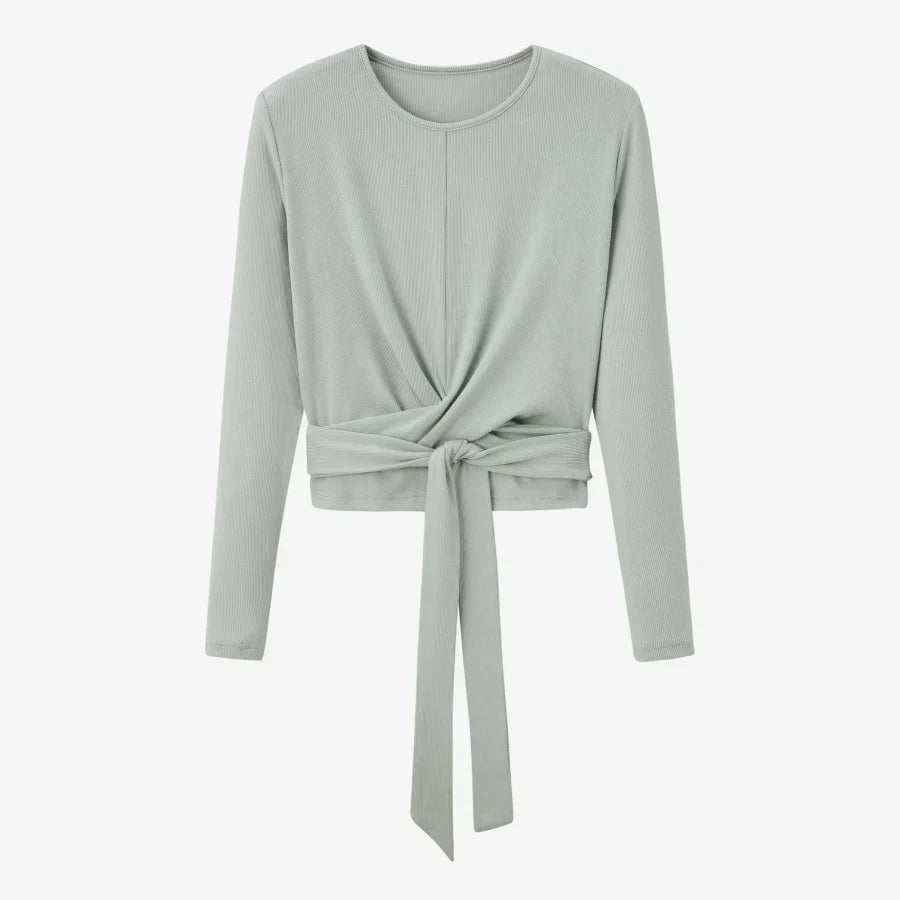 summer ribbing closed-fit wrap tops + Aline dress high Stretch matching sets