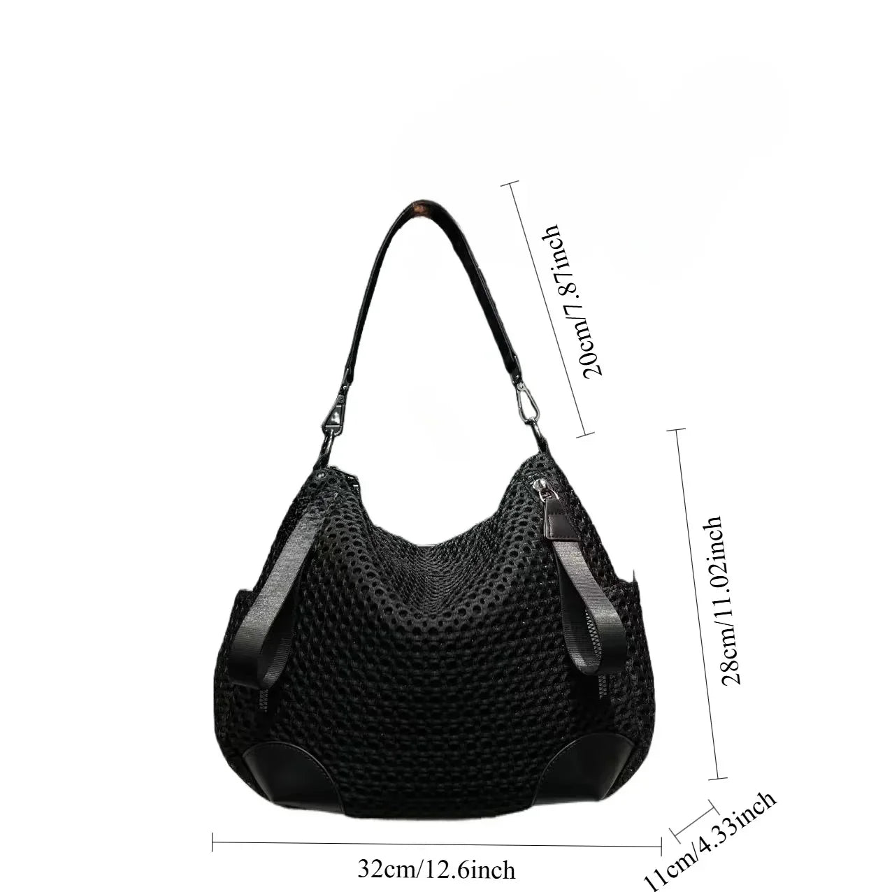 Ladies' fashionable and casual nylon mesh shoulder bag with large capacity retro stitching splicing diagonal cross handbag