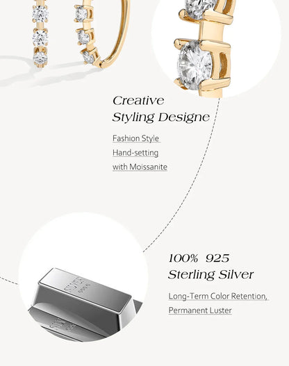 D VVS1 Moissanite Diamond Earrings S925 Sterling Silver 18K Gold Plated 4-Claws Eardrop For Women Wedding Party Jewelry