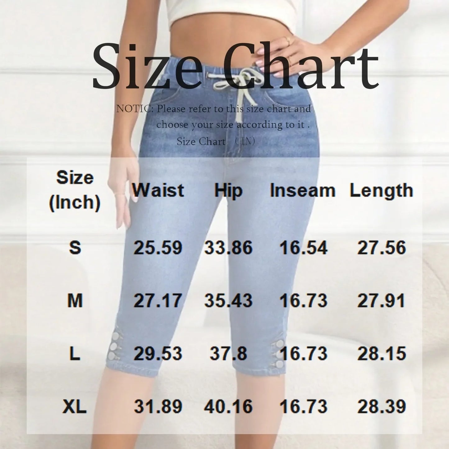 Women Elasticated Waist Lace-up Pencil Jeans Female Denim Pants