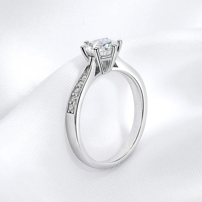 Real 0.3-3CT Moissanite Wedding Ring for Women Sterling Silver Round Brilliant Diamond Solitaire Engagement Rings Gift