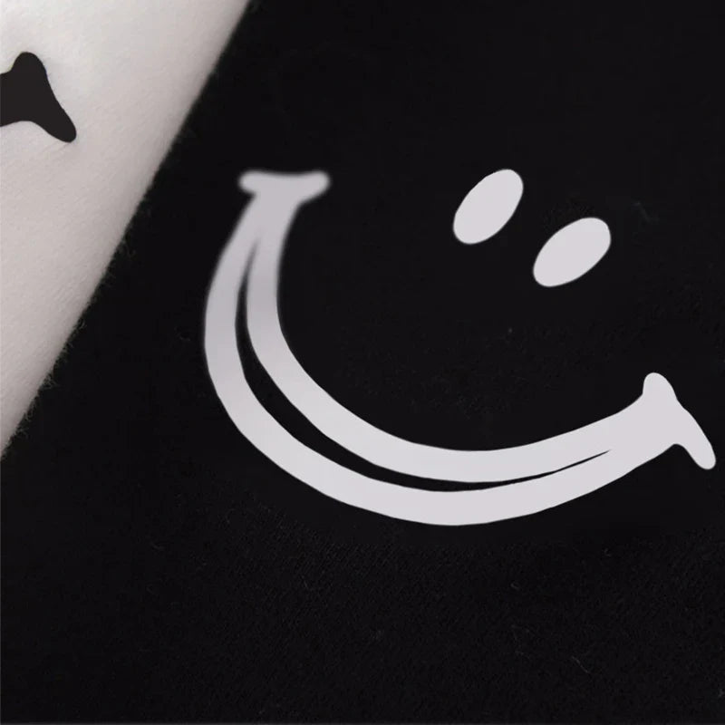 1pcs Girl Summer Smile Print T-shirts Women Classic Basic Fashion Tees Students Short Sleeve Loose Tops Female Round Neck Tshirt