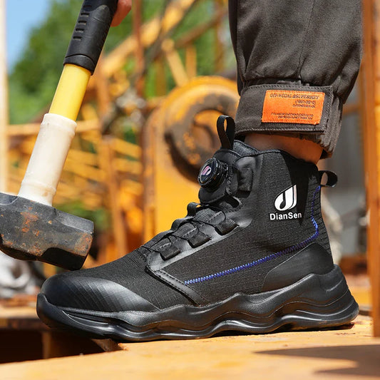 Men Safety Shoes Steel Toe Boots High Top Work Shoes Wear-resisting Slip Resistant Work Shoes Indestructible Breathable Sneakers