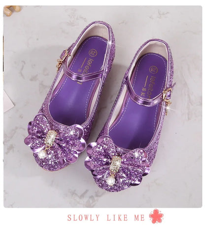 Baby Girls Princess Shoes Party Butterfly Crystal High Heels Sandal Children Dance Glitter Diamond Shoe Kids Walk Show Shoes
