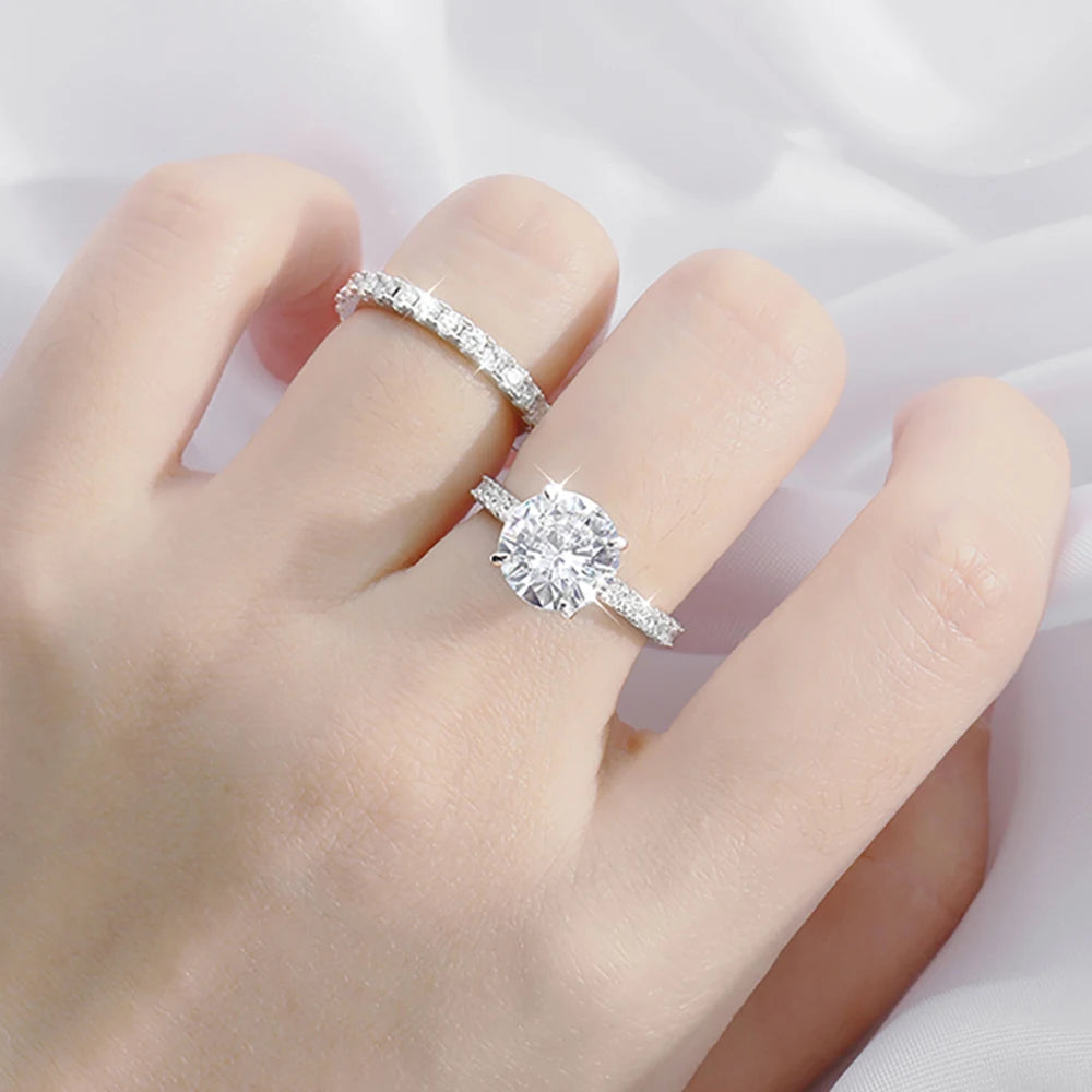 5.28ct All Moissanite Rings Set Women Gift Sparkling Lab Diamond Wedding Rings S925 Sterling Silver Plated 18K Jewelry