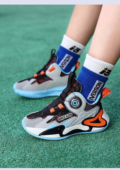 Children Fashion Sneaker Boys Casual Shoes Leather Flat Student Walking Shoes Outdoor Girl Basketball Sports Footwear