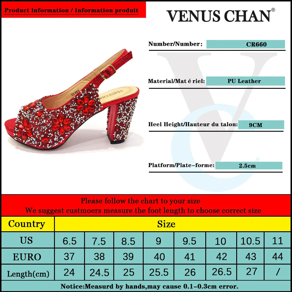 Nigerian Green Color Women's Party High Heel Shoes Full Diamond Design Fashion Summer Sandals Wedding Ladies Shoes