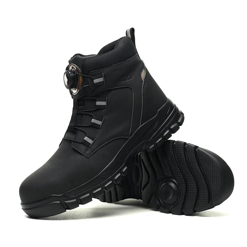 Rotating Button Work Shoes for Men Anti Puncture Work Sneakers Waterproof Work Safety Shoes Non Slip Steel Toe Tactical Boots