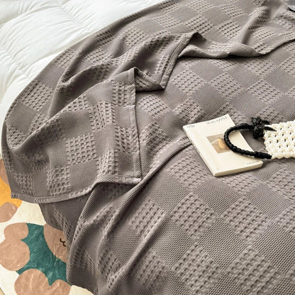 Cotton Throw Blanket Soft Breathable Waffle Blanket for Twin Queen King Bed Decorative Plaid Sofa Blankets Summer Throws