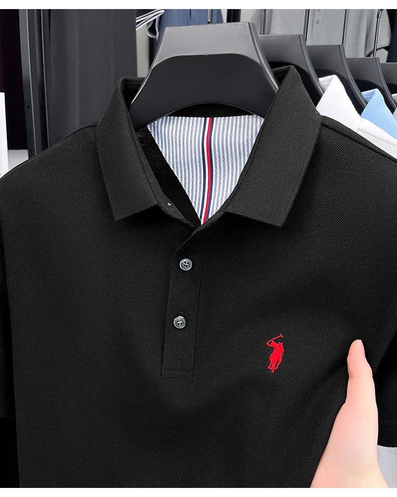 High end brand 100% cotton short sleeve polo shirt men luxur pony embroidery comfort breathable fashion T-shirt summer new top