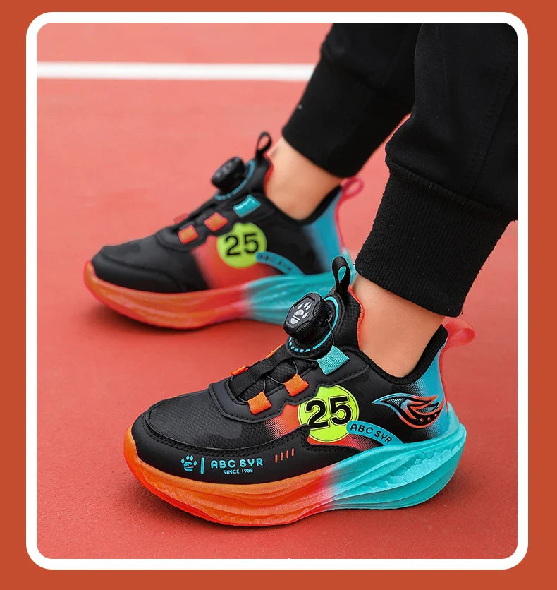 Children‘s Breathable Basketball Shoes Non-slip Sports Training Shoes Outdoor Lace-up Boys Girls Jogging Sneakers Athletic Shoes