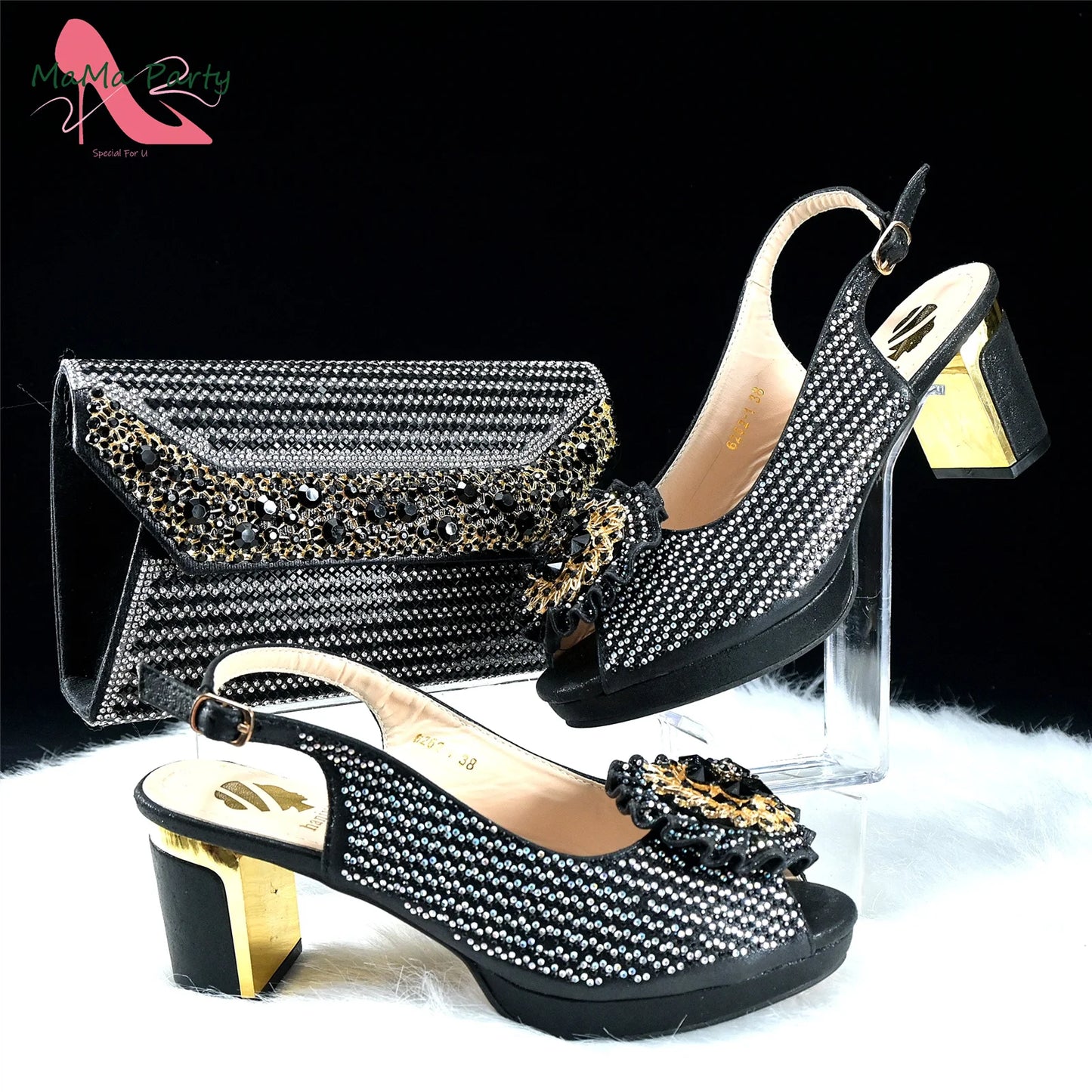 Italian Women Shoes Matching Bag Set in Green Color 7 CM Comfortable Heels with Plaform Elegant Peep Toe Sandals