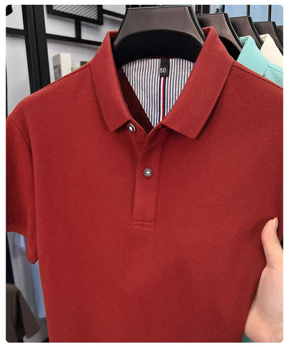 100% pure cotton high-end short sleeve polo shirt men's summer fashion new breathable Korean business casual golf brand T-shirt