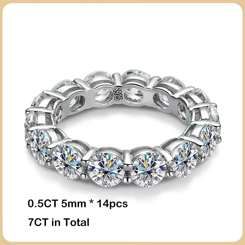 Luxury 2.2cttw 3mm Moissanite Full Enternity Diamond Engagement Ring For Women S925 Silver Wedding Band Rings Fine Jewelry