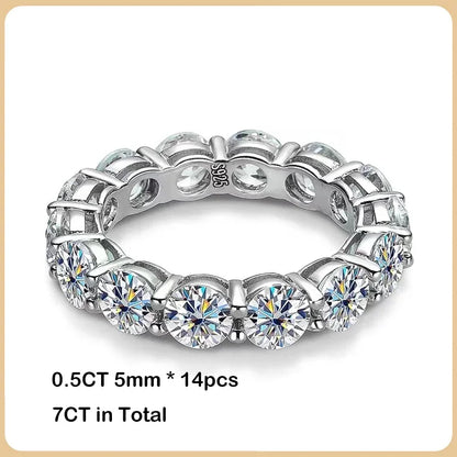 Luxury 2.2cttw 3mm Moissanite Full Enternity Diamond Engagement Ring For Women S925 Silver Wedding Band Rings Fine Jewelry