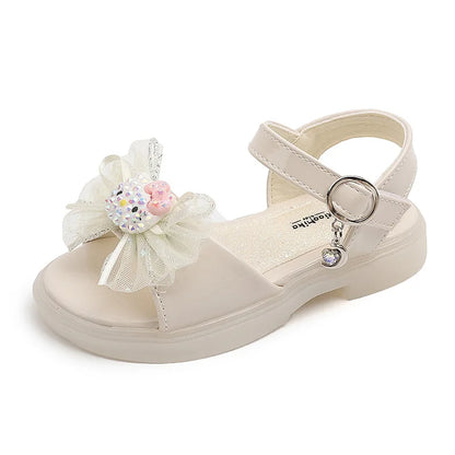 2026 Princess Girls Sandals Summer Children Beach Shoes Girls Open-toed Sandals Soft PU Leather Flat Kids Sandals For Girl