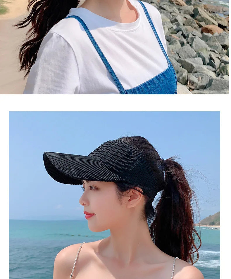 Anti-UV Sun Hats Breathable Adjustable Empty Top Visor Caps for Men