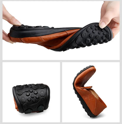 Genuine Leather Men Casual Shoes Luxury Brand Designer Men Loafers Moccasins Breathable Slip on Male Boat Shoes Plus Size 37-47