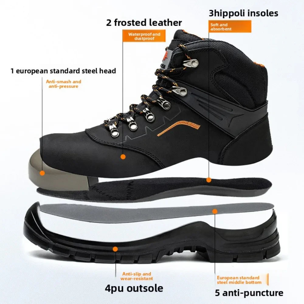 Men's Anti-Static Wear-Resistant Labor Protection Shoes Safety Smashing Protection Work Shoes for Factory Use