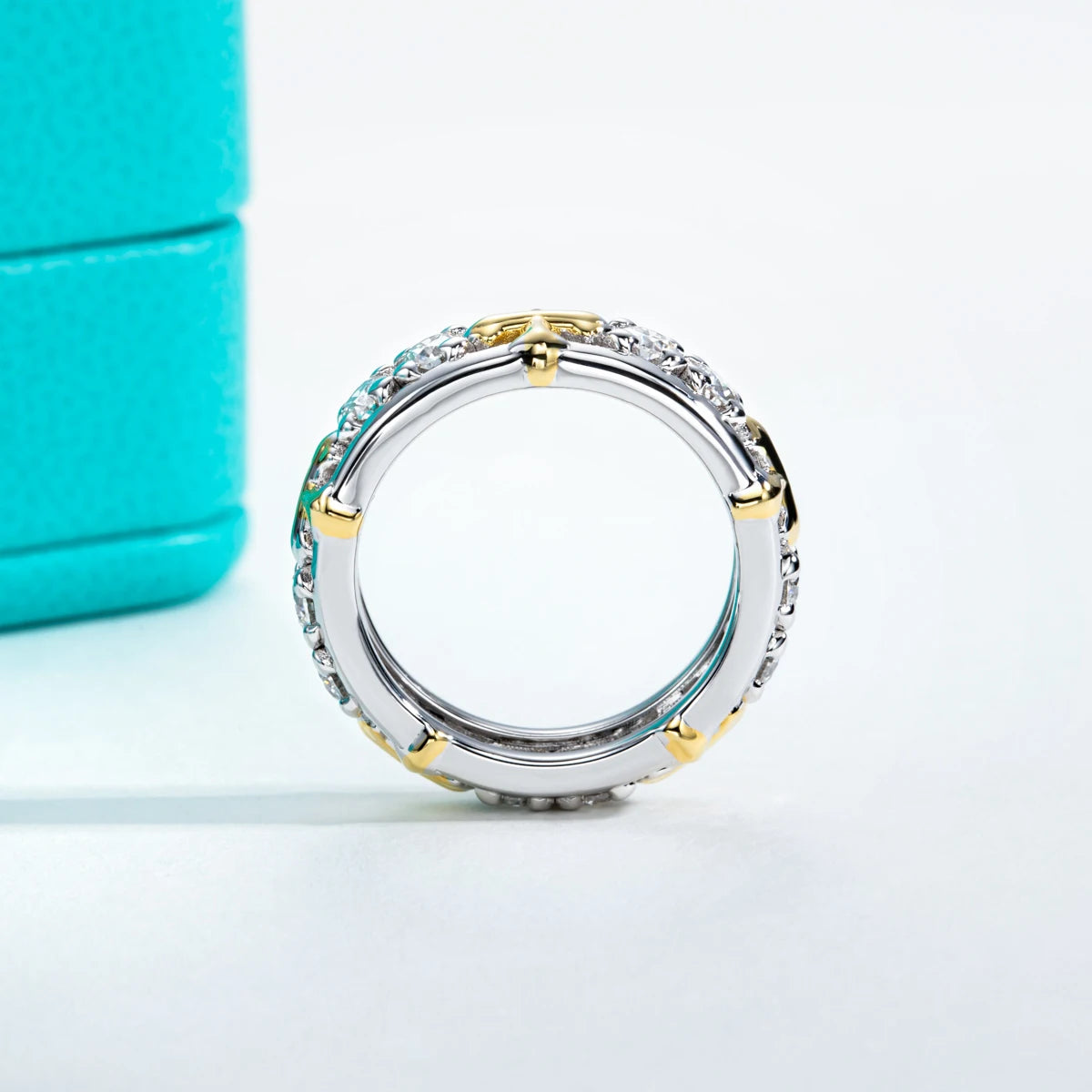 3mm D Color Moissanite Cross Eternity Ring 925 Sterling Silver Color Separation Wedding Band Ring Jewelry Wholesale