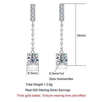 1 Carat D Color Moissanite Diamond Classic Earrings 18K White Gold Plated Charm Earrings For Women Jewelry Wholesale