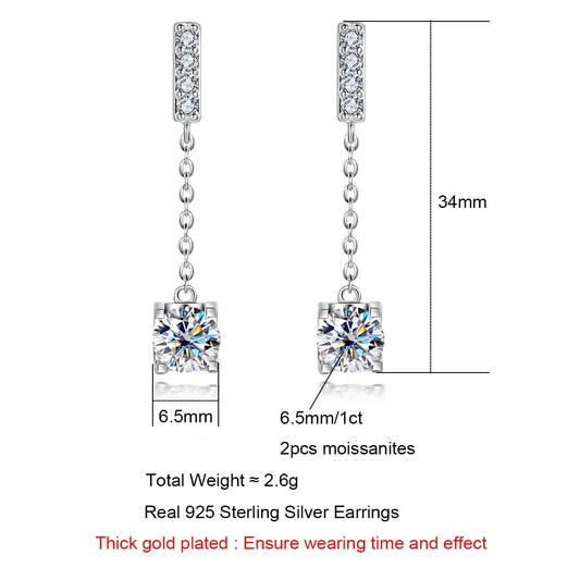 1 Carat D Color Moissanite Diamond Classic Earrings 18K White Gold Plated Charm Earrings For Women Jewelry Wholesale