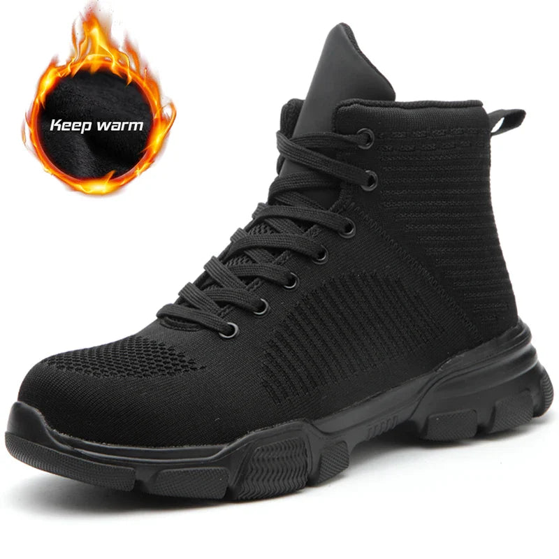 Fashion Safety Boots Men Steel Toe Work Shoes High Top Safety Work Boots Male Anti-smash Construction Protective Footwear