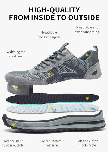 Safety Work Shoes Steel Head Anti-smash Construction Shoes Indestructible Non-slip Sneakers Breathable Footwear