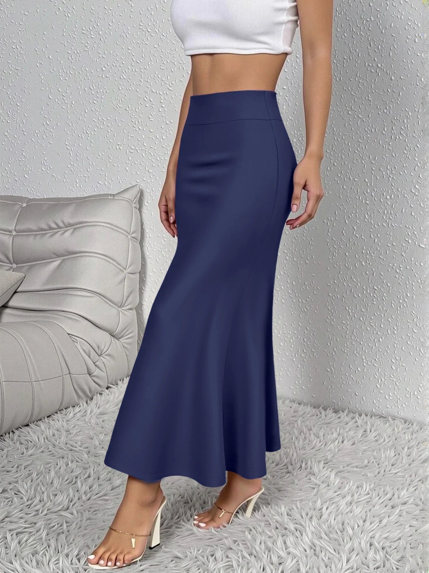Women Midi Skirt High Waist A line Flowy Hem Breathable Material Perfect for Fashion Shoots Casual Streetwear Daily Errands