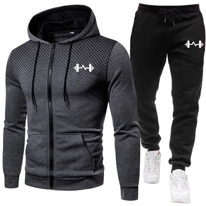 2025 New Arrival Men's Set Hoodie + Sweatpants Autumn Winter Daily Casual Sporty Jogging Suit Zipper Male Sweatshirt Outfit
