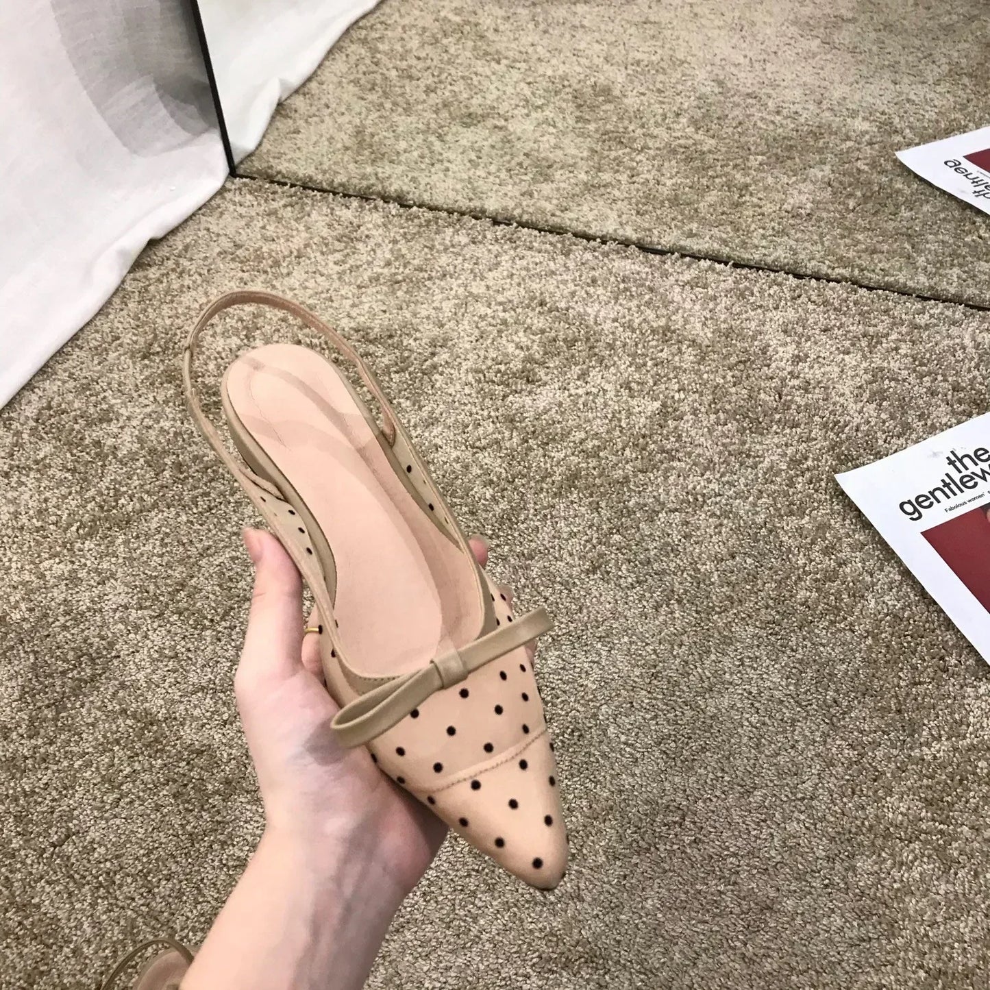 Sandals Women Flat Baotou  Mesh Breathable Bow-knot Sandalias Fashion Summer Low Heels Pointed Shoes Female