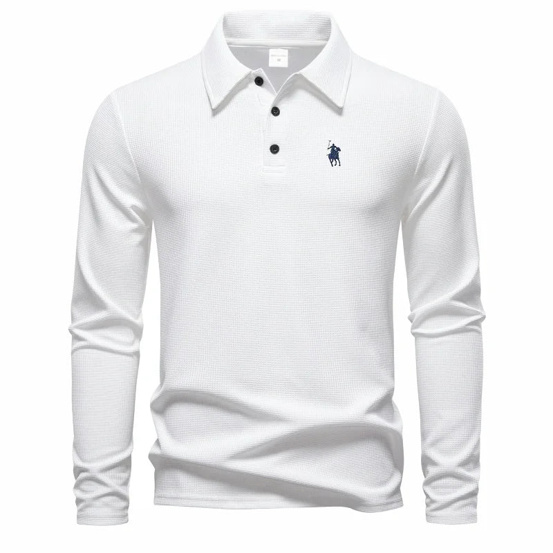 High end fashion polo shirt embroidered long sleeved men's clothing autumn new comfortable and breathable casual brand T-shirt