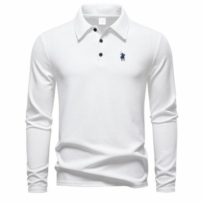 High end fashion polo shirt embroidered long sleeved men's clothing autumn new comfortable and breathable casual brand T-shirt