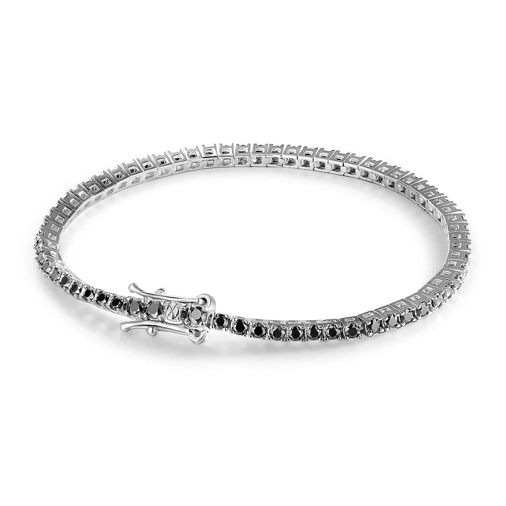 2mm 3mm 5mm Black Moissanite Tennis Bracelet For Women Man Gift S925 Sterling Silver Sparkling Lab Diamond Hand Chain