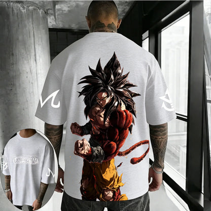 T-shirt Summer New Super Saiyan 4 Co Branded Men's Street Hip Hop Oversized Casual Short Sleeve Top