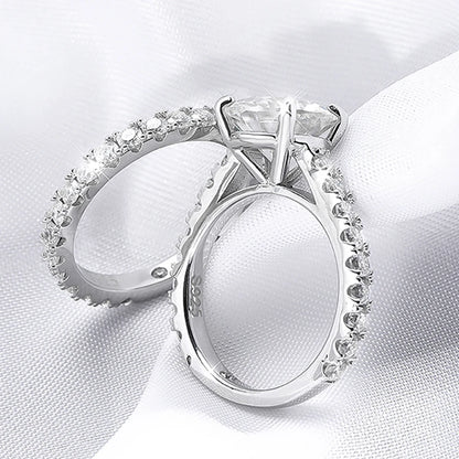 5.28ct All Moissanite Rings Set Women Gift Sparkling Lab Diamond Wedding Rings S925 Sterling Silver Plated 18K Jewelry